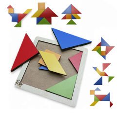 Montessori 7 Parça Eğitici Ahşap Mini Tangram Zeka Oyunu